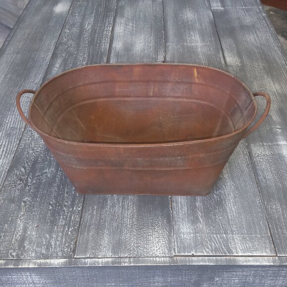 Metal Storage Bin/Planter w/ Handles - Picture 1 of 6